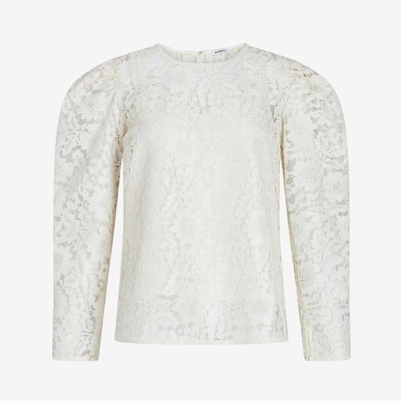 Express Cream Puff Sleeve Lace Top- NWT - Picture 4 of 15